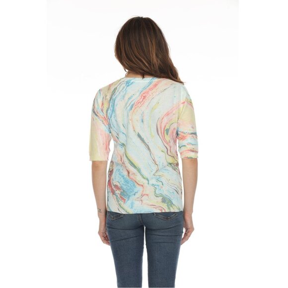 Colorful Waves Print Mesh Top - Picture 7 of 12